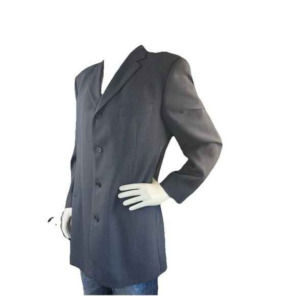 Vintage HUGO BOSS Sokrates Sigma Men 44T Blazer Wool Tweed 4 Button Gray Jacket - Picture 1 of 14